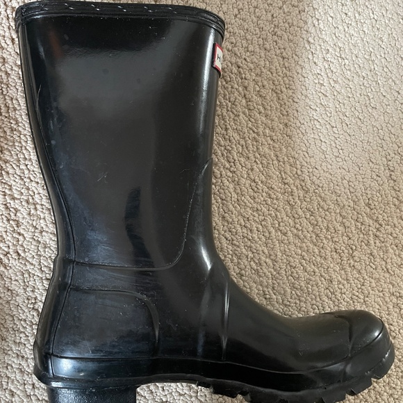 Hunter Black Rain Boots - Glossy Original Short Adjustable - Women's Size 7 - Picture 3 of 7